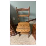 Oak chair, stepstool combo
