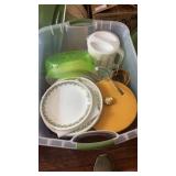 Assorted kitchen items, thermoses, corral wear,