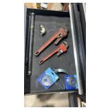10 inch and 14 inch pipe. Wrenches, hanging iron