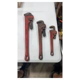 Rigid and Klein pipe wrenches, 12 inch, 18 inch,