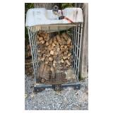 Plastic skid tote with firewood