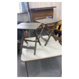 2 plastic folding tables and a card table