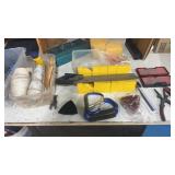 Stapler, jigsaw blades, sanding, pads, miter box,