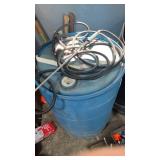 Plastic barrel sprayer with hose and wand