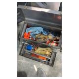 Toolbox with chainsaw accessories, safety helmet