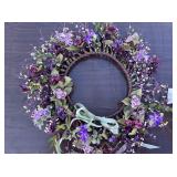 10" wreath w/purple flowers