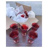 12 red cordial glasses, 5" tall