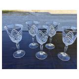 Five crystal wine glasses