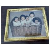 Dionne quintuplets framed picture, circa 1930