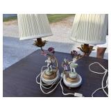(2) Antique cherub side table lamps