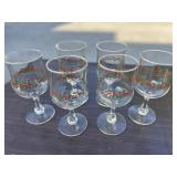 Six Christmas wine glasses
