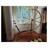 Antique walking wheel spinning wheel, large,