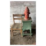 Antique bench/stand chair and Concrete fire