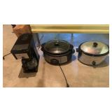 Two crockpots and a coffee maker