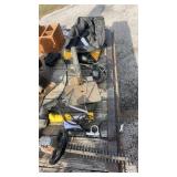 Scroll saw, jigsaw, hedge  trimmer, light, and