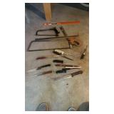 Several quality butcher, knives, and meat sauces