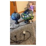 Two small stained glass lamps