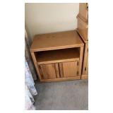 Small wooden shelf with storage