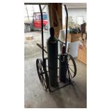 Oxygen and acetylene tanks with cart