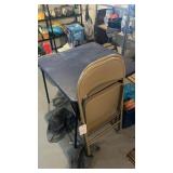 2 card tables and  4 metal chairs