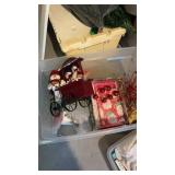 Totes of Christmas supplies