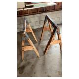 Wooden sawhorses