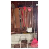 Hand tool lot. Including shovel, hoe, rakes,