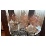 Vintage pink depression, glassware sets, and