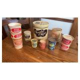 Vintage Pevely containers and Charles chips metal