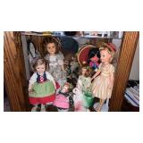 Vintage Assortment of dolls with stands