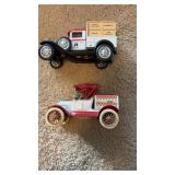 Vintage model cars, including Campbell beans and