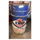 DX oil company metal barrel and vintage Coca-Cola
