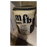 Large  lard tin with lid and a Charles chips tin