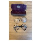 Antique glasses, one gold toned