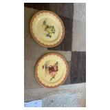 (2) Metal Baret Plates primroses, and violets