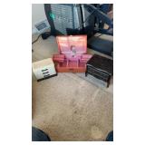 Vintage jewelry boxes, one plays music