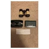 Vintage binoculars and antique yellow gold filled