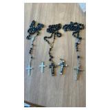 Three rosaries and two crosses marked France