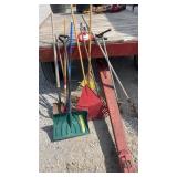 Assortment of garden tools, including shovels,