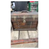 Wooden machinist tool chest, including contents
