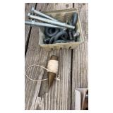 Assortment of I Hooks, Holtz, and brass plum Bob