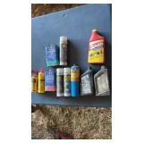 Large lot of oil, bug killer, flex seal, chalk