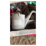 Metal tray and chain and watering can