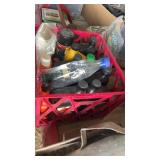 Crate of oil, flex, seal, fiberglass, and more