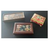 (3) jewelry keepsake boxes