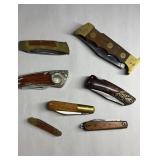 (7) pocket knives with wood trim