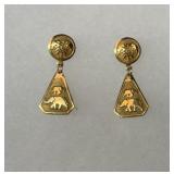 14 karat drop style earrings with elephants 6.0 GR