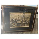 Framed Chicago pool room print. Approximately 4ï¿½