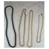 (3) Pearl necklaces and (1) faux bead necklace
