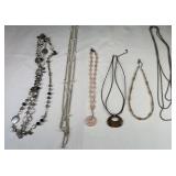 (6) silver tone necklaces